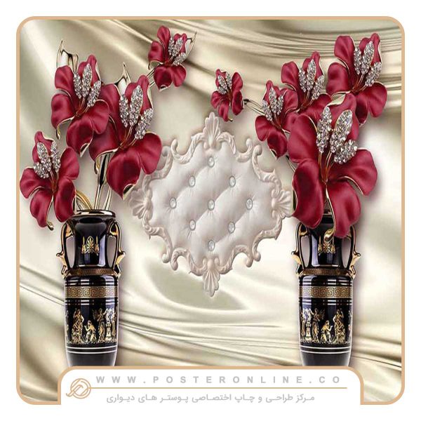 پوستر دیواری گلایل زرشکی لوکس
