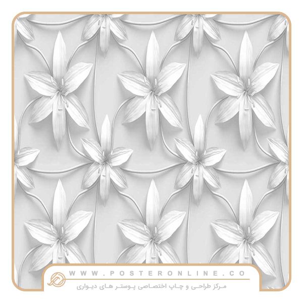پوستر دیواری گل سه بعدی اریترونیوم سفید استخونی