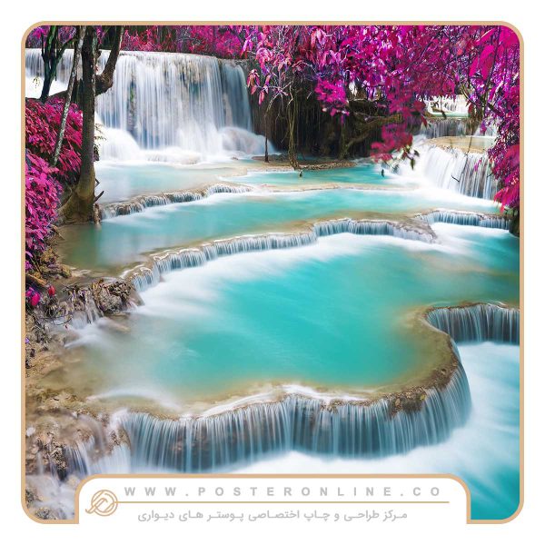 پوستر دیواری منظره آبشار زیبا و زلال
