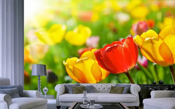 پوستر دیواری گل های قرمز و زرد