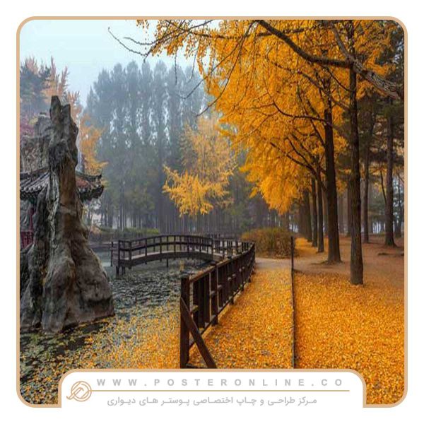 پوستر دیواری دریاچه پاییزی