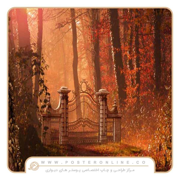 پوستر دیواری منظره پاییز طرح عمارت پاییزی کد n-6463 - تصویر 2