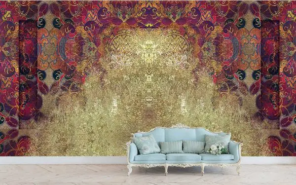 پوستر دیواری سنتی بنفش و نقره ای