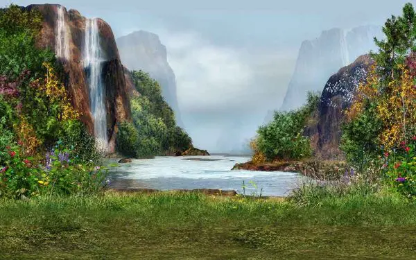 پوستر دیواری منظره آبشار جاری