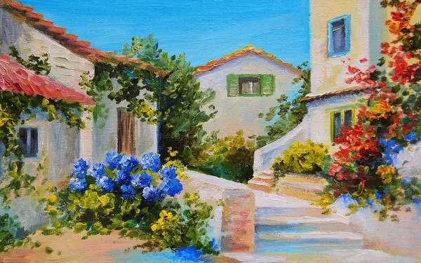 پوستر دیواری نقاشی گل های ابی