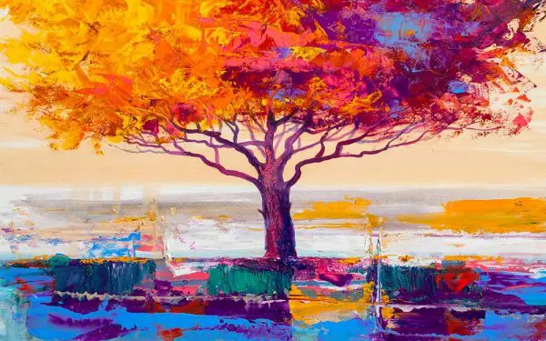 پوستر دیواری نقاشی درخت پاییزی