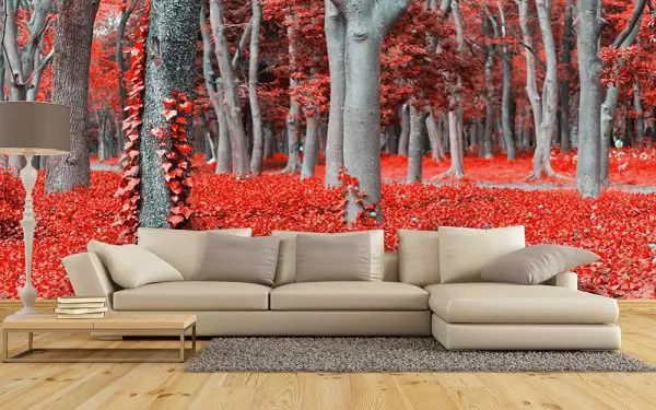 پوستر دیواری برگ های قرمز
