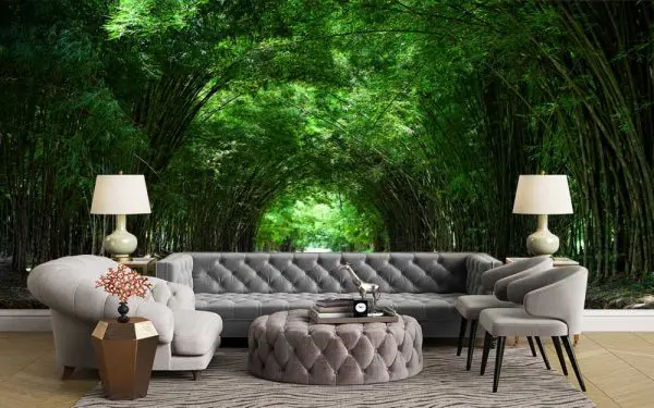 پوستر دیواری منظره تابستان تونل درختی