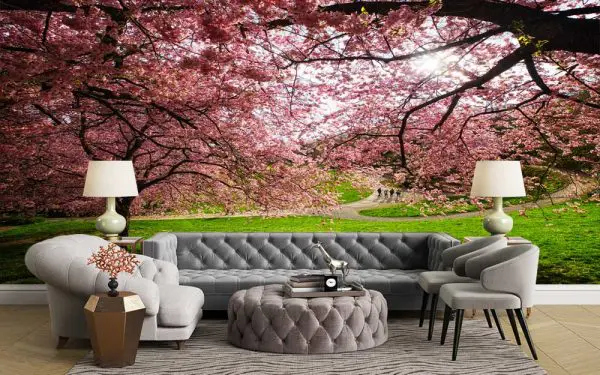 پوستر دیواری شکوفه های صورتی
