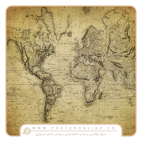کاغذ دیواری شهر و کلاسیک طرح نقشه کره زمین