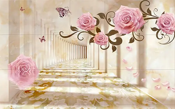 پوستر دیواری گل سه بعدی رز گلبهی
