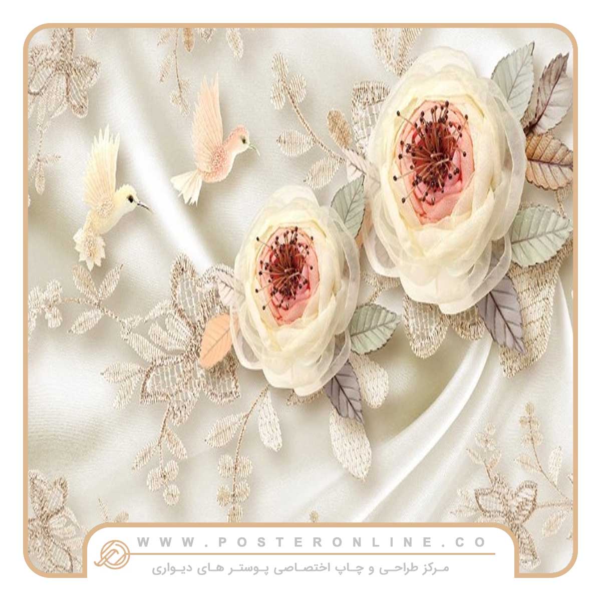 پوستر دیواری گل سه بعدی پاپیونی حریر کد mt-1009 2 پوستر دیواری گل سه بعدی پاپیونی حریر