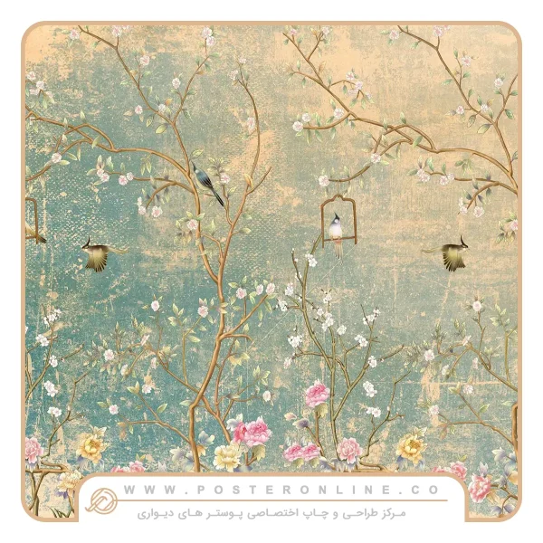 کاغذ دیواری لاکچری شکوفه های گیلاس