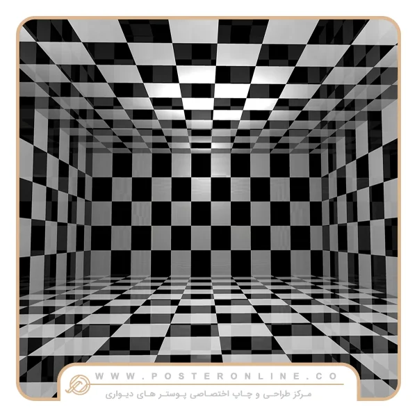 پوستر دیواری سه بعدی طرح عمق دار شطرنجی