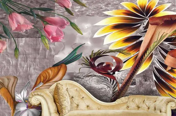 پوستر دیواری طراحی گل های سه بعدی