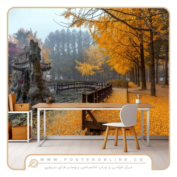 پوستر دیواری دریاچه پاییزی