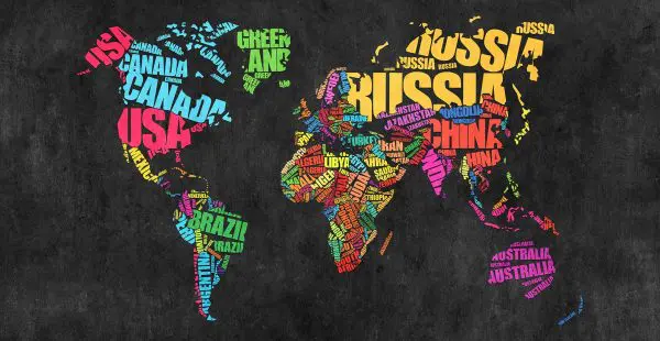 پوستر دیواری فونت لاتین نقشه جهان