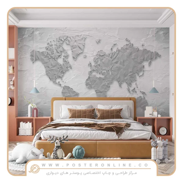 کاغذ دیواری طرح نقشه جهان