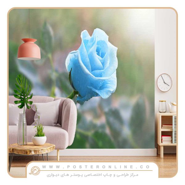 پوستر دیواری گل های بهاری طرح گل رز آبی
