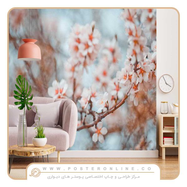 پوستر دیواری شکوفه های سفید