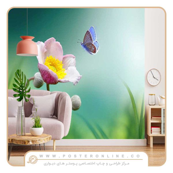 پوستر دیواری گل و پروانه