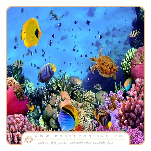 پوستر دیواری حیوانات طرح ماهی های دریا