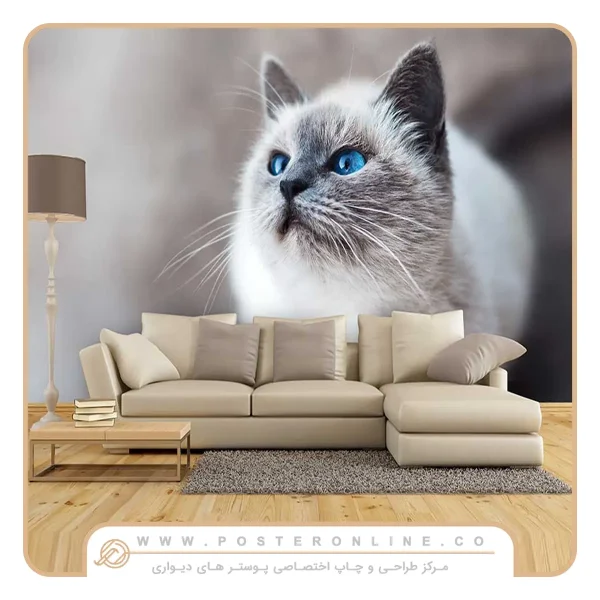 پوستر دیواری حیوانات طرح گربه چشم آبی