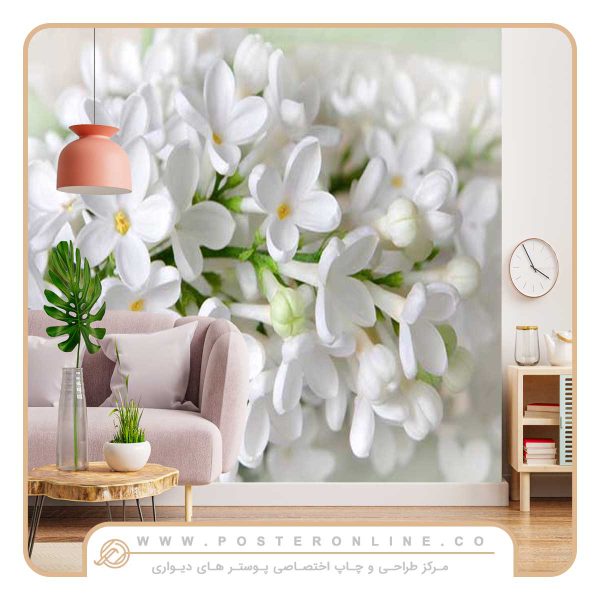 پوستر دیواری گل سه بعدی گل یاس سفید