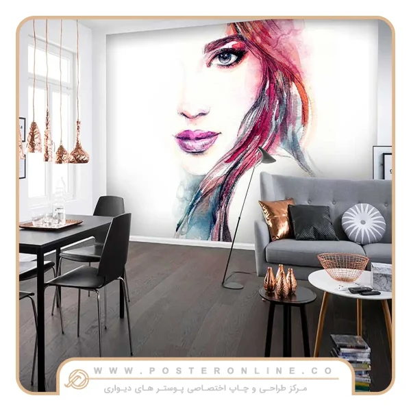 پوستر دیواری نقاشی رنگی چهره زن