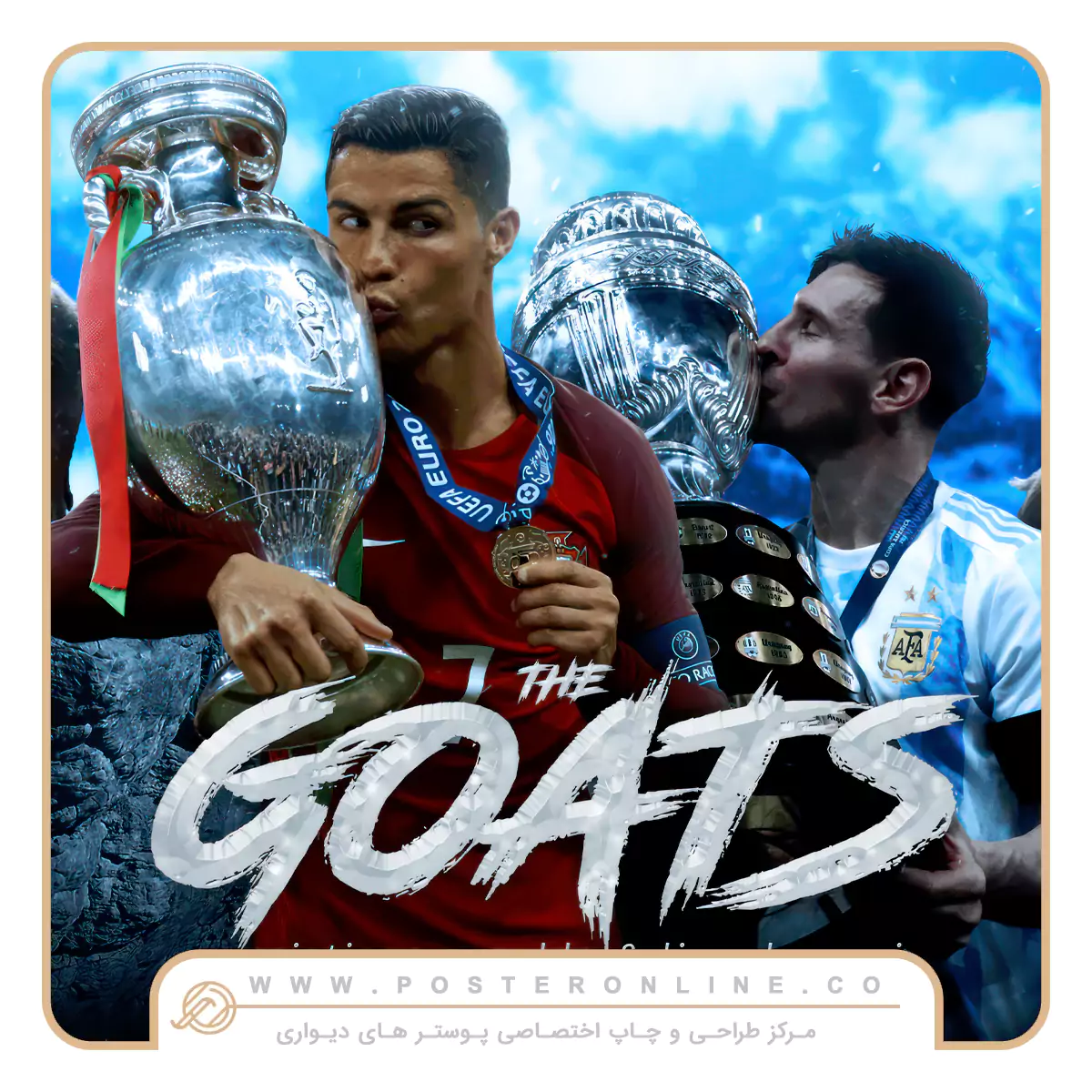 پوستر دیواری ورزشی طرح GOAT فوتبال