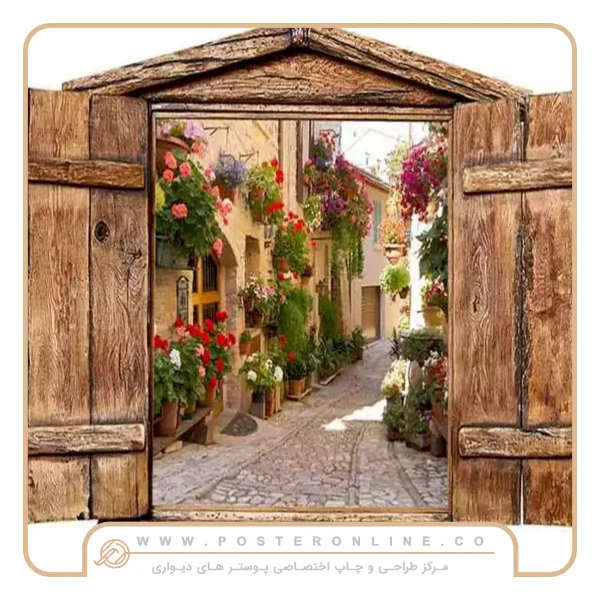 پوستر دیواری طرح پنجره رو به طبیعیت