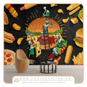 پوستر دیواری فست فود طرح فانتزی