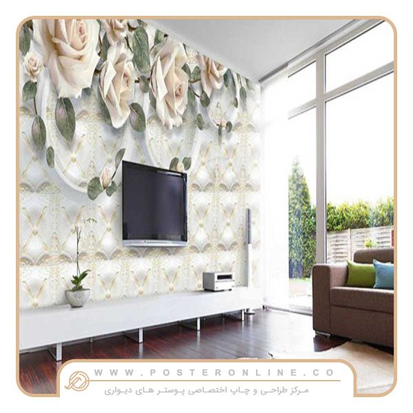 پوستر دیواری گل سه بعدی رز هلندی