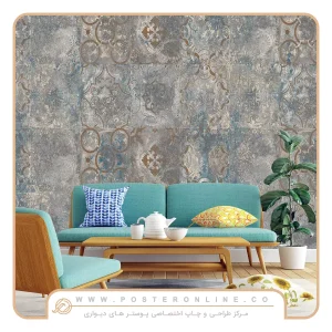 پوستر دیواری لاکچری پتینه طوسی رنگ