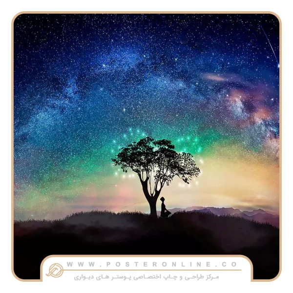 پوستر دیواری منظره شب پرستاره