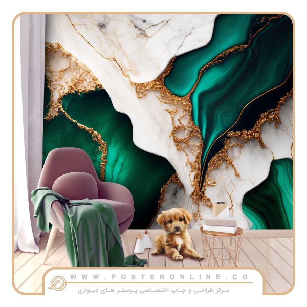 پوستر دیواری لاکچری رنگ سبز زمردی کد sh-0078