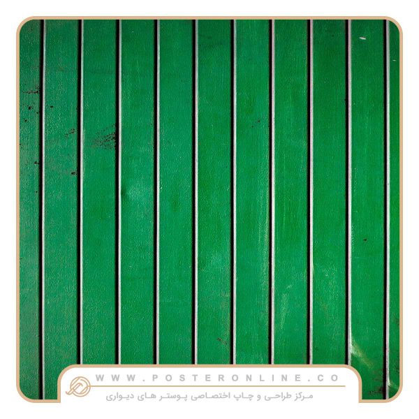 پوستر دیواری تراس طرح چوب سبز رنگ