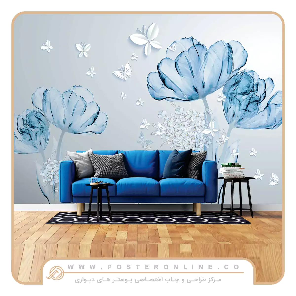 کاغذ دیواری سه بعدی پشت تلویزیون 2 پوستر آنلاین