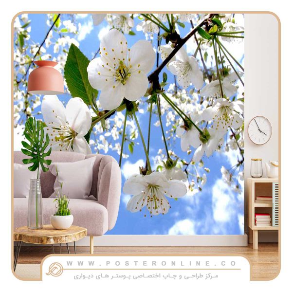 پوستر دیواری شکوفه سفید