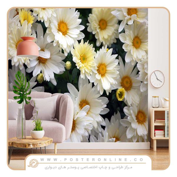 پوستر دیواری گل های بهاری طرح گل همیشه بهار