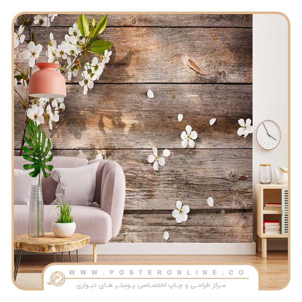 پوستر دیواری شکوفه بهاری سفید