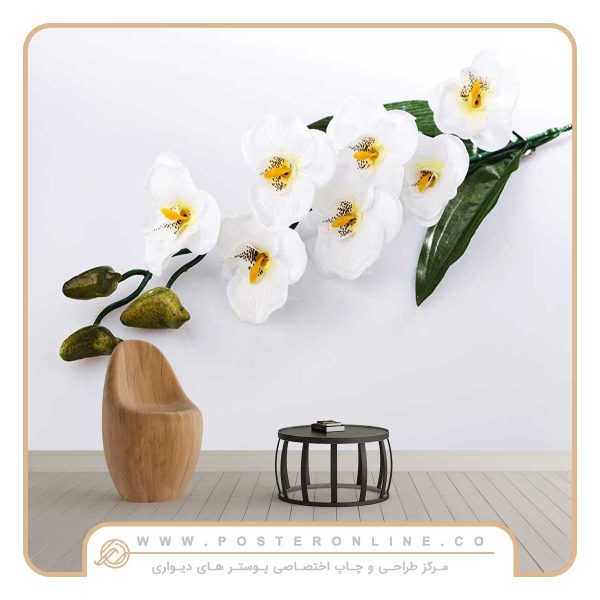 پوستر دیواری گل ارکیده سفید