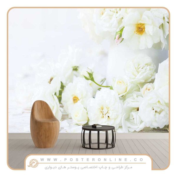 پوستر دیواری گل سفید بهاری