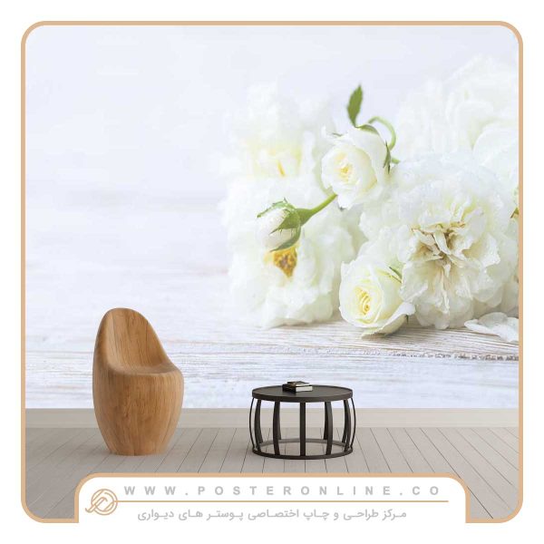 پوستر دیواری دسته گل سفید