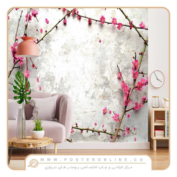 پوستر دیواری شاخه ای پر از شکوفه