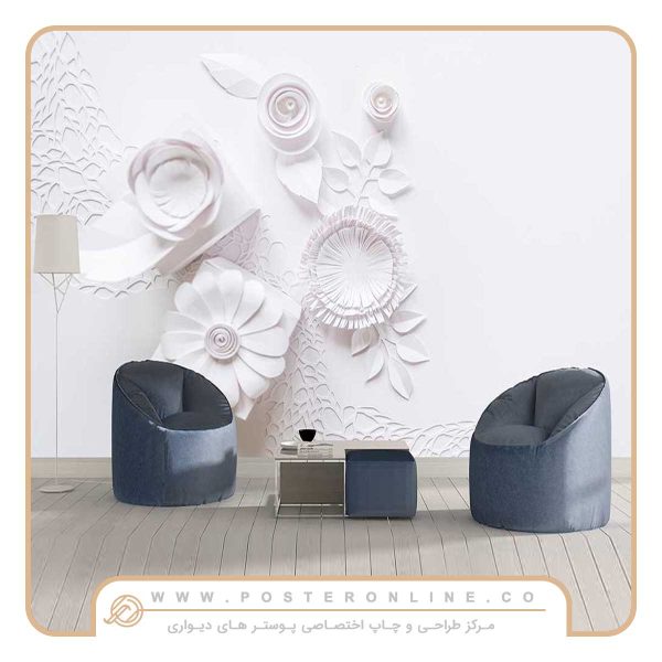 پوستر دیواری گل طرح گچبری