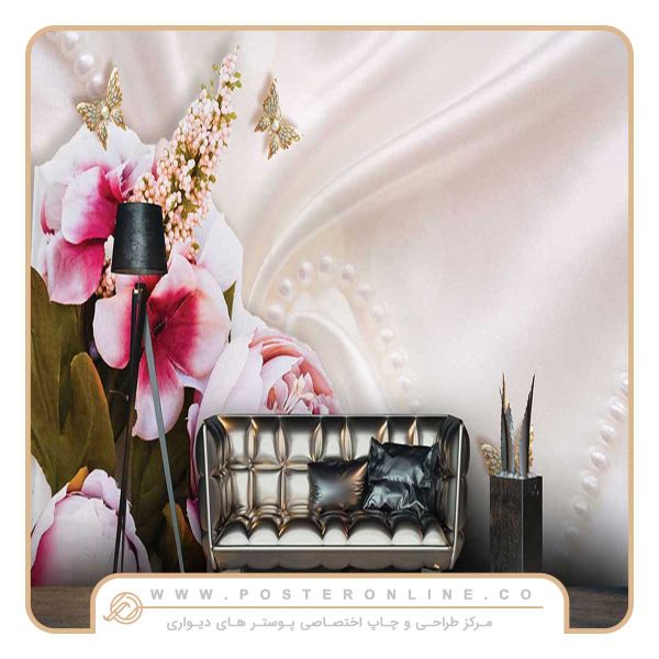 پوستر دیواری گل سه بعدی پاپیونی