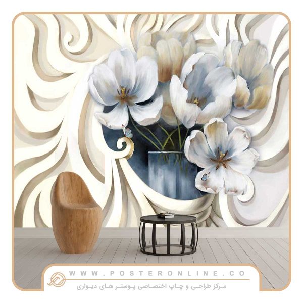 پوستر دیواری گل سه بعدی مناسب برای پشت تی وی