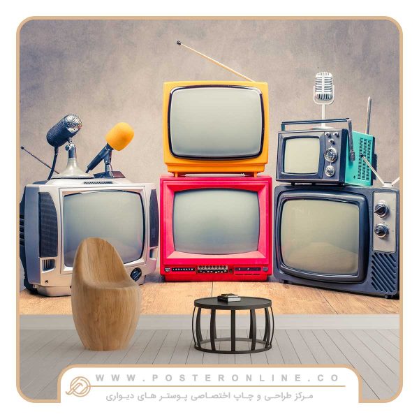پوستر دیواری خاص طرح تلویزیون های سیاه سفید