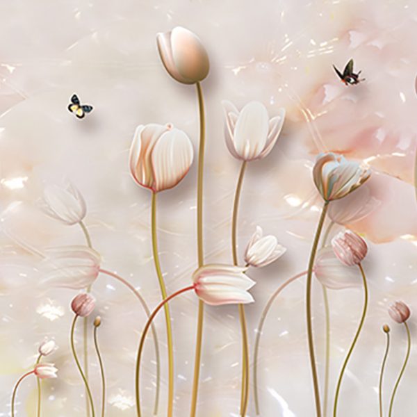 پوستر دیواری گل سه بعدی لاله هلویی سفید